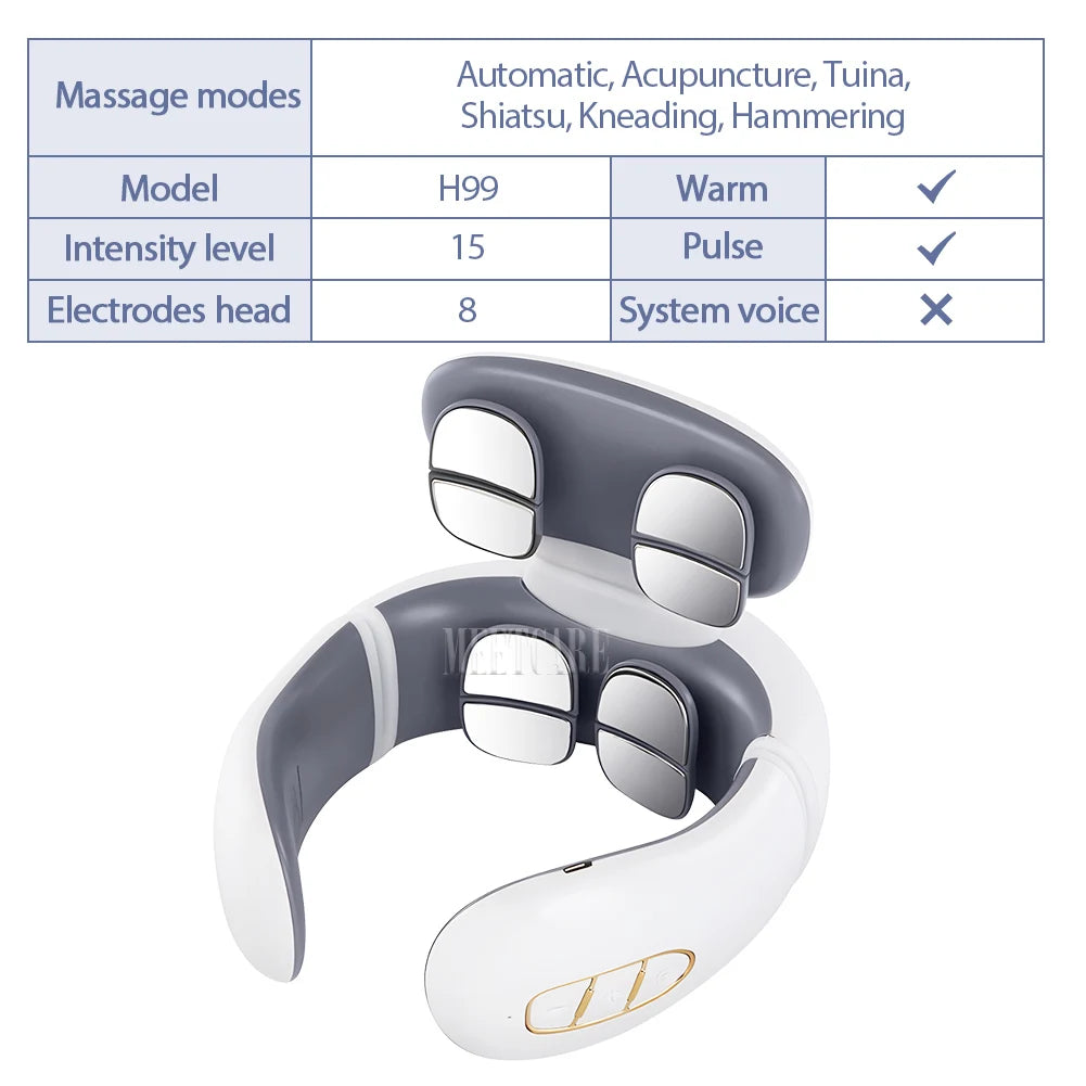 Electric Neck & Back Pulse Massager – TENS Hot Compression Therapy
