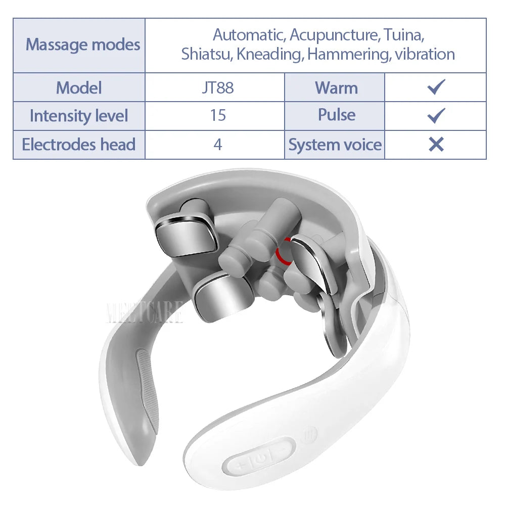 Electric Neck & Back Pulse Massager – TENS Hot Compression Therapy