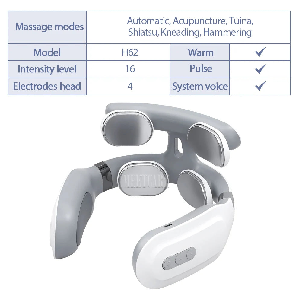 Electric Neck & Back Pulse Massager – TENS Hot Compression Therapy