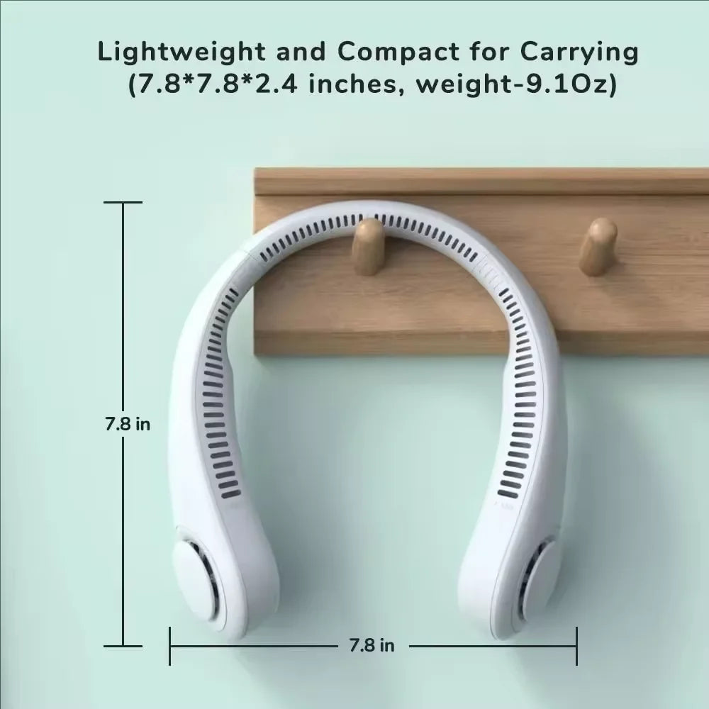Hands-Free Portable Neck Fan – Bladeless Cooling, USB Rechargeable