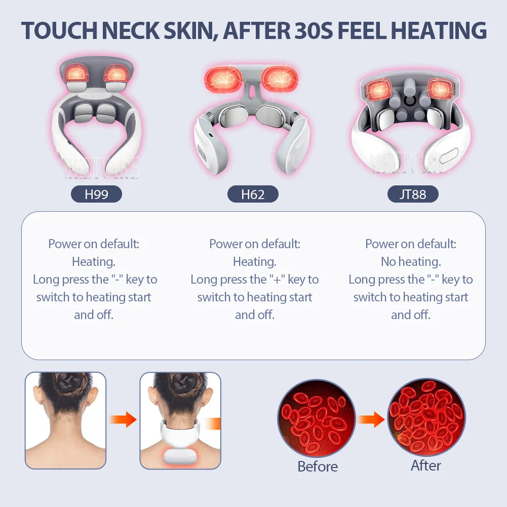 Electric Neck & Back Pulse Massager – TENS Hot Compression Therapy