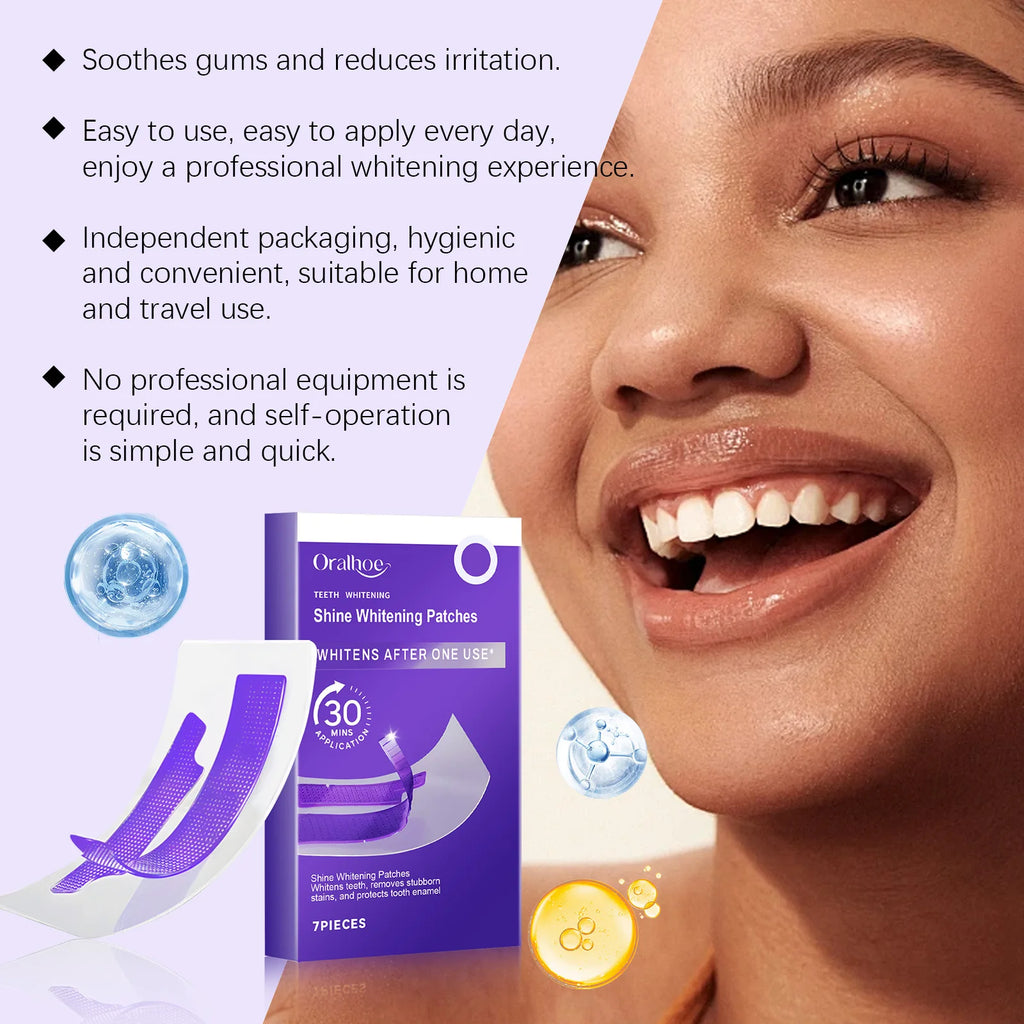 Purple Teeth Whitening Strips – Instant Stain Removal & Brightening Gel
