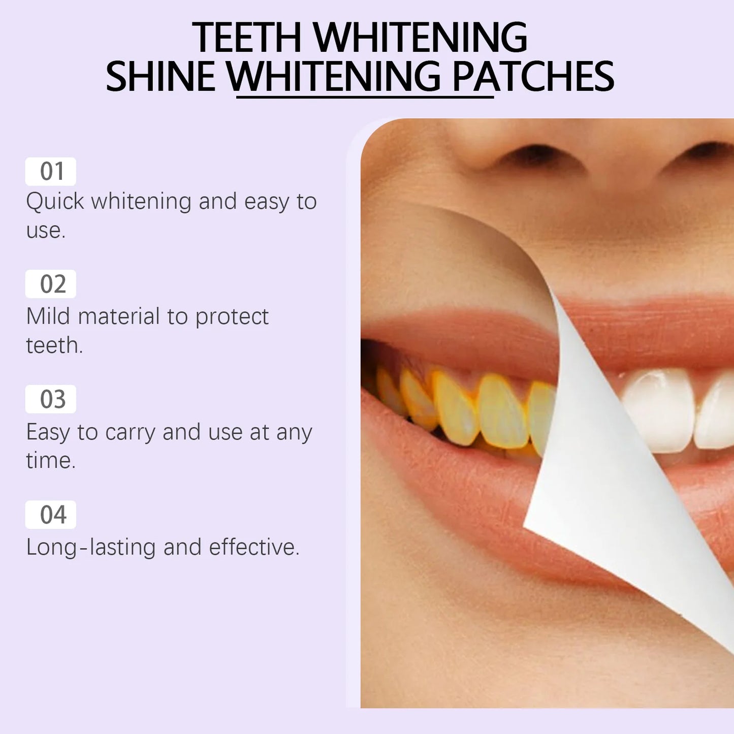 Purple Teeth Whitening Strips – Instant Stain Removal & Brightening Gel