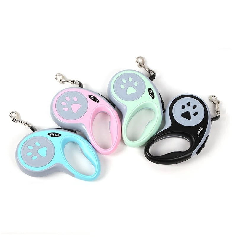 Retractable Dog Leash – Durable Nylon, 3m/5m, One-Button Lock