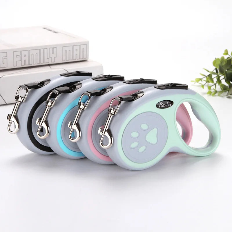 Retractable Dog Leash – Durable Nylon, 3m/5m, One-Button Lock