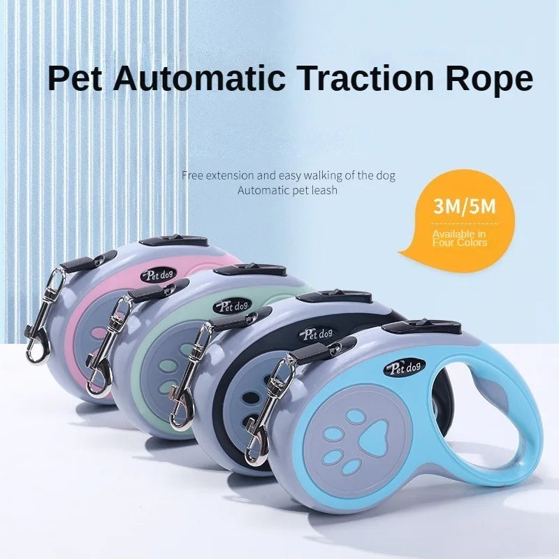 Retractable Dog Leash – Durable Nylon, 3m/5m, One-Button Lock