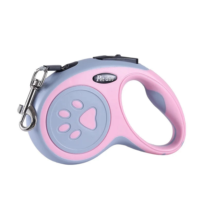 Retractable Dog Leash – Durable Nylon, 3m/5m, One-Button Lock