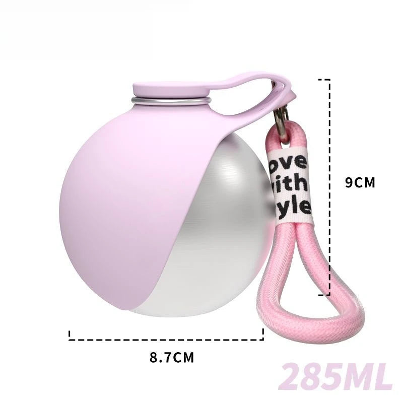 Dog Water Bottle with Removable Silicone Bowl, Stainless Steel