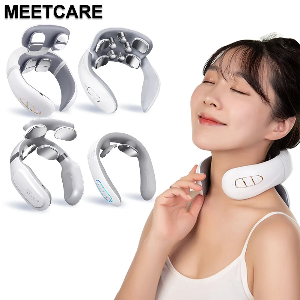 Electric Neck & Back Pulse Massager – TENS Hot Compression Therapy