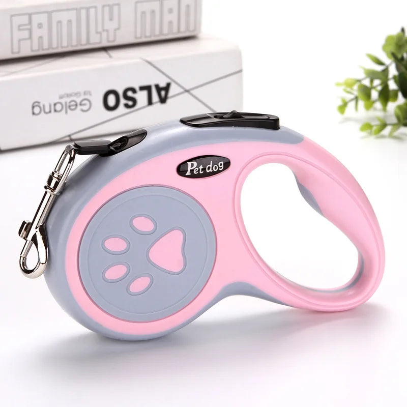 Retractable Dog Leash – Durable Nylon, 3m/5m, One-Button Lock
