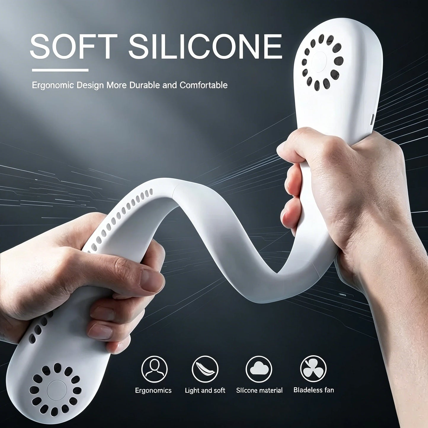 Hands-Free Portable Neck Fan – Bladeless Cooling, USB Rechargeable